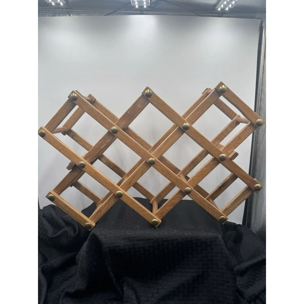 Vintage Wooden Folding Accordian Style Wine Rack